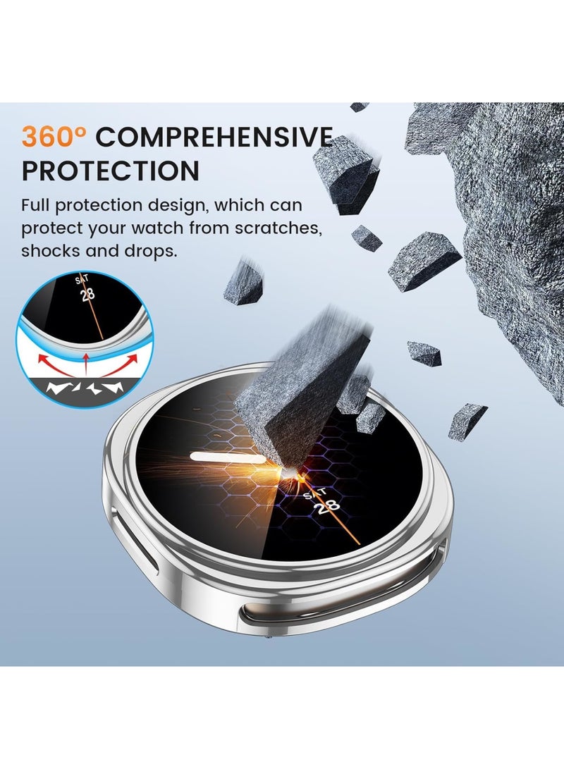 Barakah Smartwatch Screen Protector for Galaxy Watch 8 44mm, Soft TPU Bumper Cases for All-Around Protection Against Drops, Scratches and Bumps, 3 Pack, (Clear+Black+Silver) - Image 2