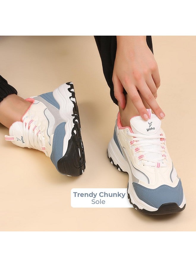 YOHO Chonks Women’s Sporty Comfortable Chunky Sneakers | Dove Grey - UK 4 - Image 2