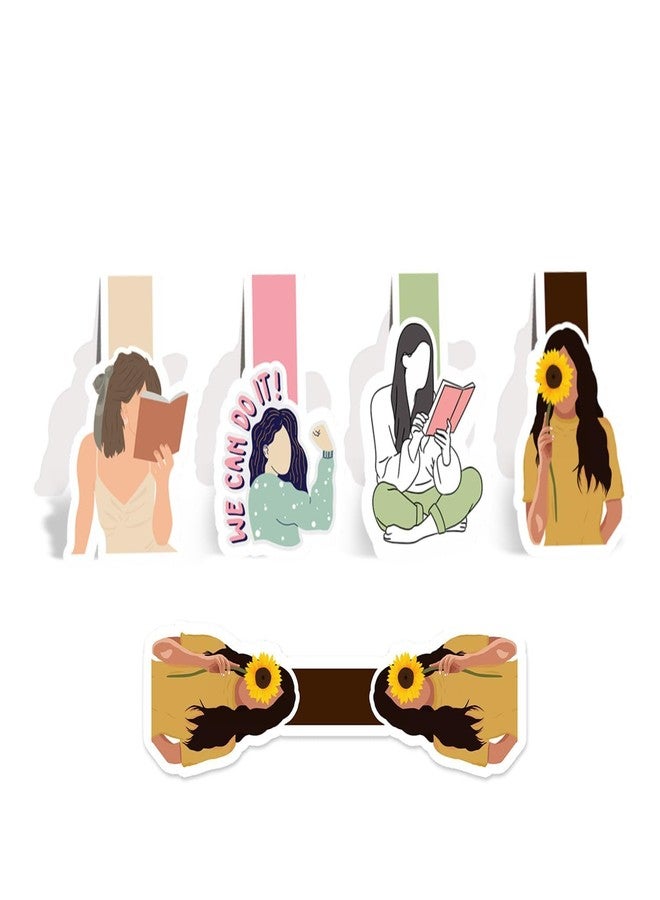 Rays Of Ink Women Magnetic Bookmarks | Set of 4 Magnetic Page Markers | Page Markers for Stationery Lovers | Gift for Students, Adults and Book Readers (Women_Shape) - Image 1