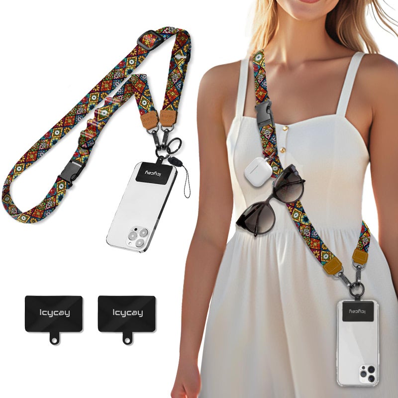 Icycay Phone Lanyard Crossbody, Boho Cell Phone Lanyard for Around The Neck Adjustable Phone Strap, Anti Theft Cute Lanyard for iPhone Case ID Holder Keys Phone Accessories Travel Essential - Image 1