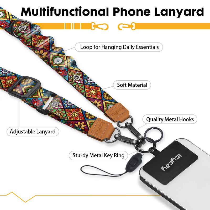 Icycay Phone Lanyard Crossbody, Boho Cell Phone Lanyard for Around The Neck Adjustable Phone Strap, Anti Theft Cute Lanyard for iPhone Case ID Holder Keys Phone Accessories Travel Essential - Image 3