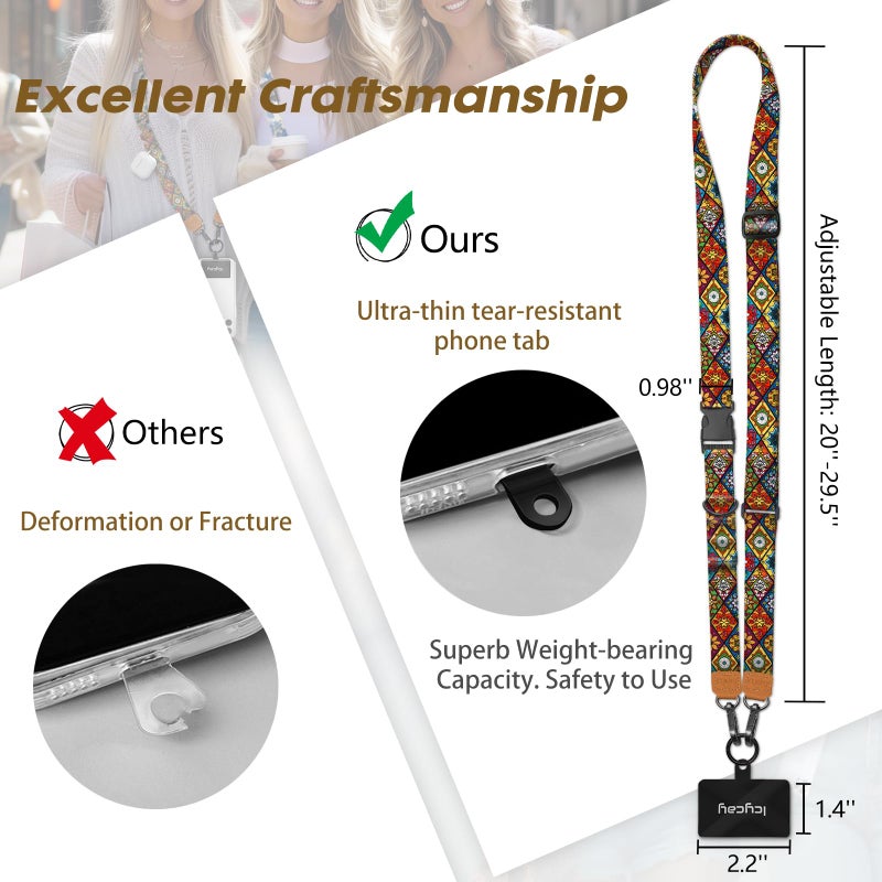Icycay Phone Lanyard Crossbody, Boho Cell Phone Lanyard for Around The Neck Adjustable Phone Strap, Anti Theft Cute Lanyard for iPhone Case ID Holder Keys Phone Accessories Travel Essential - Image 5