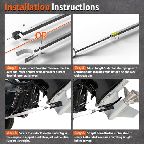 SDSNTE Adjustable Transom Saver from 23 to 35 Inches, Boat Motor Support with Heavy-Duty Composite Head Holds Engine, Roller and Trailer Mounts - Image 4