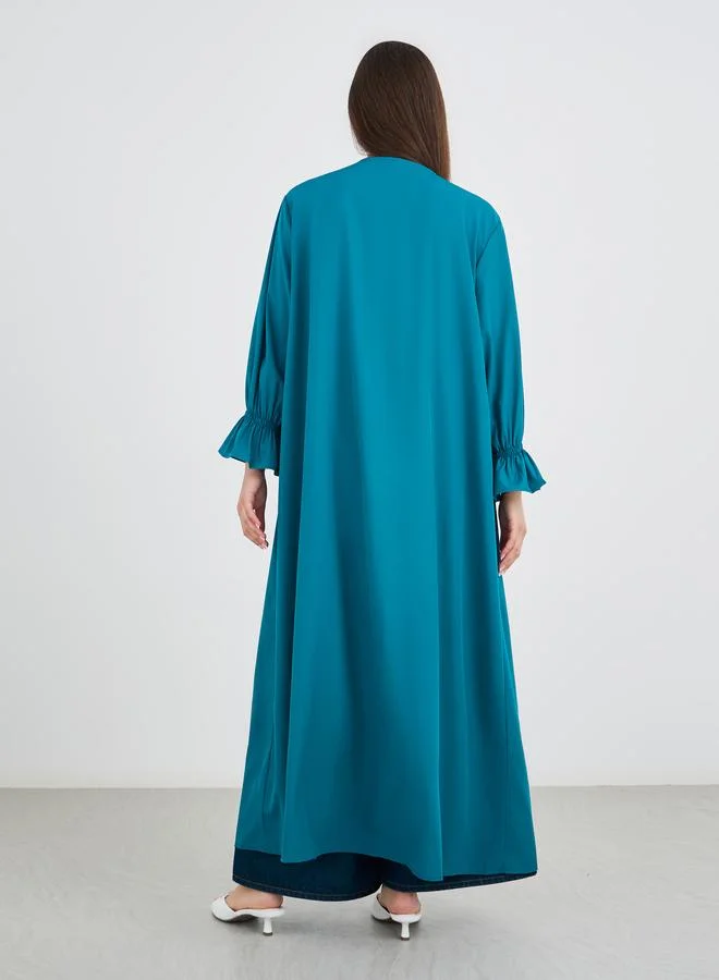 Take Two Take Two Solid Smocking Cuff Detail Kimono