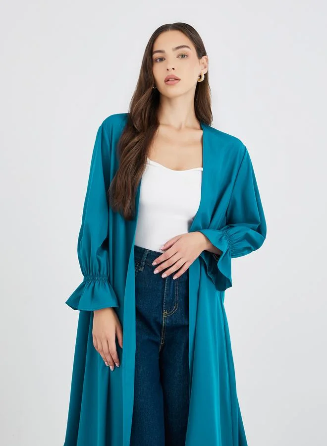 Take Two Take Two Solid Smocking Cuff Detail Kimono