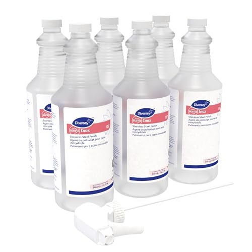 Diversey 94368259 SUMA INOX Stainless Steel Polish, Cleans Appliances, Brass, Copper & Polishes Metals, Ready-to-Use Spray, 32-Ounce (Pack of 6) - Image 1
