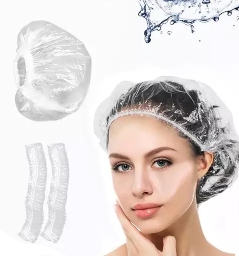 Clayherbs Disposable Shower Caps - Multi-Purpose Thickening Elastic Bath Cap Plastic Waterproof Clear Women Spa,Men Hair Caps,Home Use,Hotel and Salon, Portable Travel (50 Pcs) - Image 2