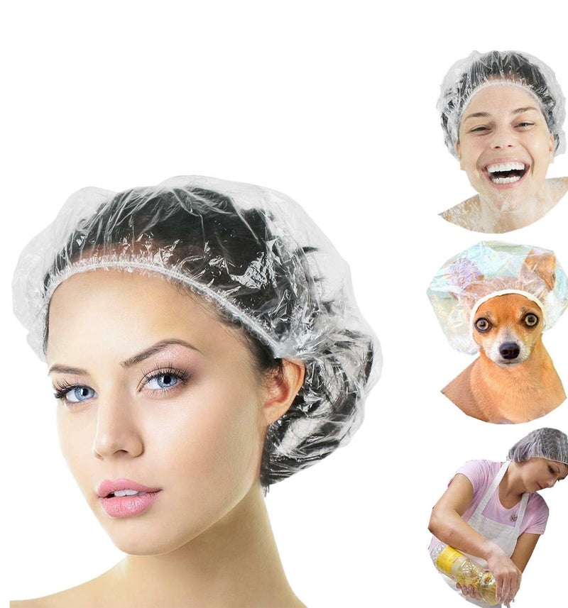 Clayherbs Disposable Shower Caps - Multi-Purpose Thickening Elastic Bath Cap Plastic Waterproof Clear Women Spa,Men Hair Caps,Home Use,Hotel and Salon, Portable Travel (50 Pcs) - Image 3