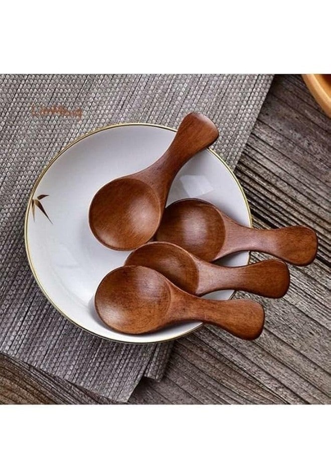 CLASSIC EXPORT ملاعق ملح خشبية من كلاسيك إكسبورت، صغيرة الحجم بمقبض قصير، عبوة من 12 ملعقة للتوابل والبهارات والقهوة والشاي - Image 2