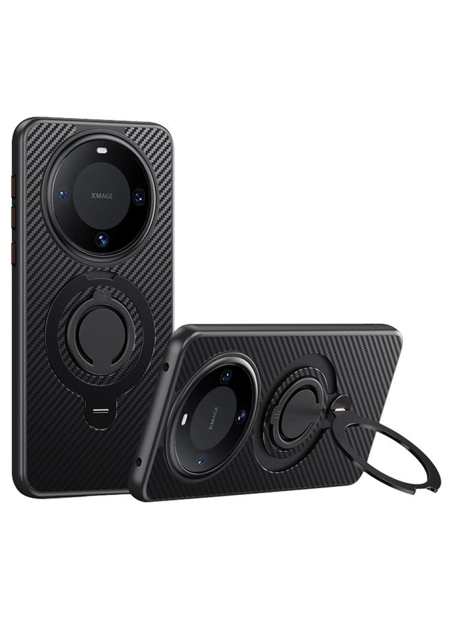 S-TOP Case For Huawei Mate 60 Pro / 60 Pro+ Carbon Fiber MagSafe Phone Case with 360 Degree Rotating Holder - Image 1