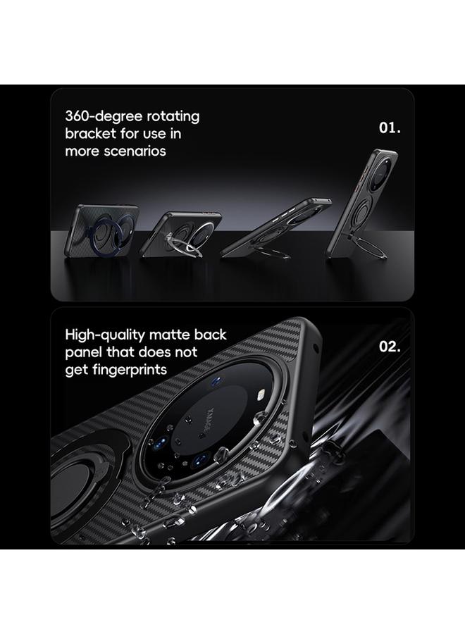 S-TOP Case For Huawei Mate 60 Pro / 60 Pro+ Carbon Fiber MagSafe Phone Case with 360 Degree Rotating Holder - Image 3