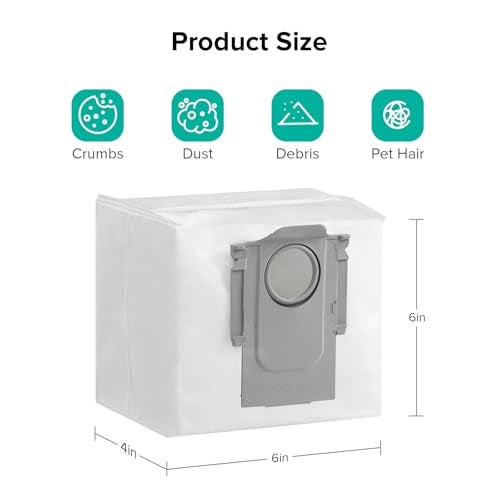 Roborock 6-Pack Disposable Dust Bags for Robot Vacuum Cleaner S8 Pro Ultra, S8+, Q7 Max+, Q8 Max+, Q5 Max+, Q5+, Q10 S5+, Q10 X5+, Q7 M5+ - Image 3
