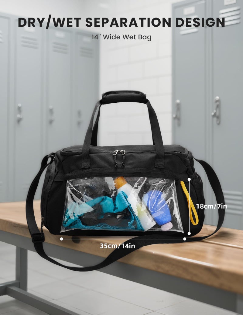 SKYSPER Gym Bag for Men & Women with Shoe Compartment, Carry-on Gym Duffle Bag for Travel and Sports, Workout Overnight Bag with Large Wet Pocket, Black - Image 3