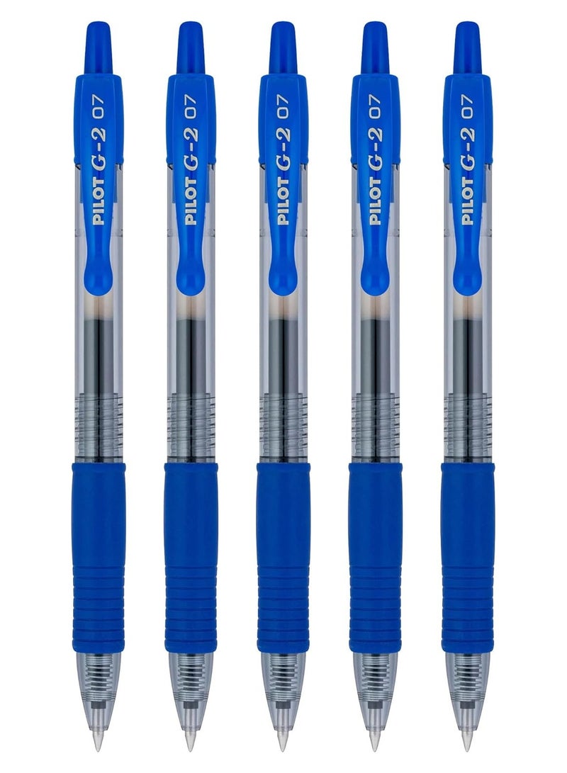بايلوت أقلام جل بايلوت G2 ذات نقطة رفيعة 0.7 ملم باللون الأزرق عبوة من 5 قطع - Image 1