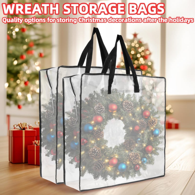 RAINFLOW Christmas Wreath Storage Container - Clear Moving Bags Heavy Duty With Zipper for Wreaths Clothes Gift Pillow Toy Plastic Storage Bag Supplies College Dorm Under Bed Storage(24 inch) - Image 4