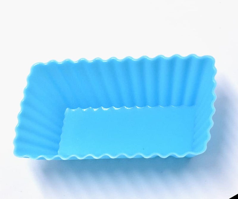 Art&Beauty 12PCS Silicone Mini Reusable Muffin Baking Cup Small Cupcake Holders Random Color Silicone Cupcake Liners Pastry Dessert Cups Nonstick Liner Molds for Making Muffin Chocolate Bread(Rectangular) - Image 5