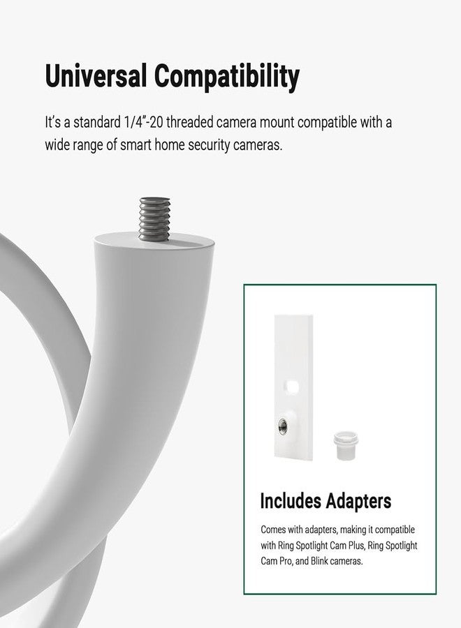 Holicfun Flexible Twist Mount for Indoor and Outdoor Security Cameras, Unversally Compatible with Ring, Blink, Eufy, Google Nest, Wyze, Arlo, Simplisafe and Other Cameras - White - Image 3