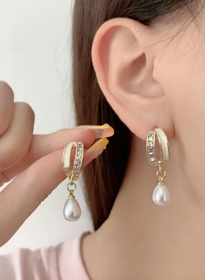 تايك تو أقراط لؤلؤ بتصميم قطرة ماء