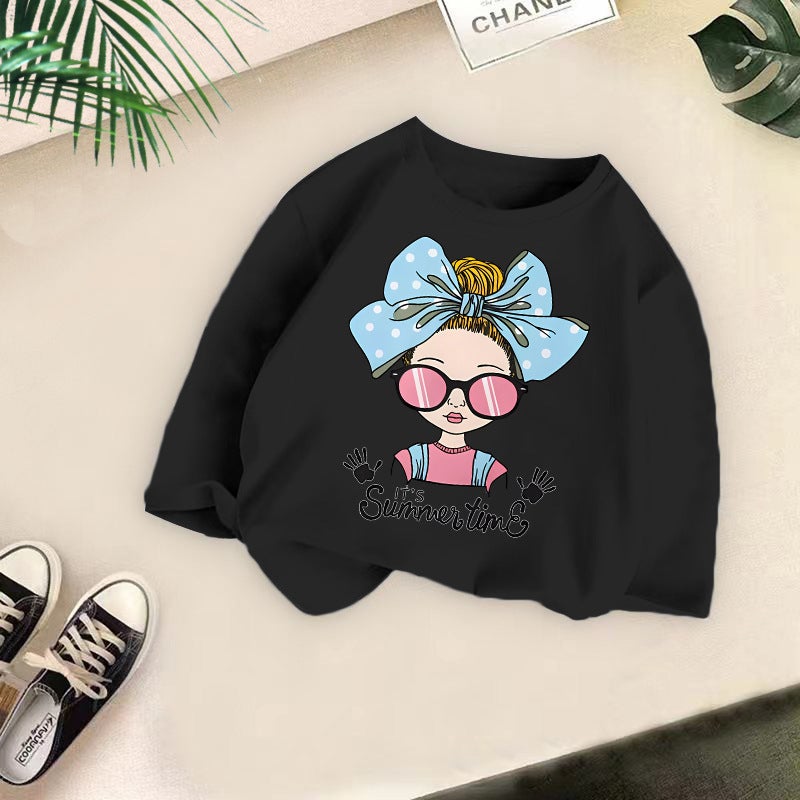 Cross-border Girls' Long-sleeved T-shirt 2024 New Style Children's Spring and Autumn Loose Top Girls' Inner Wear Foreign Trade Children's Wear - Image 1