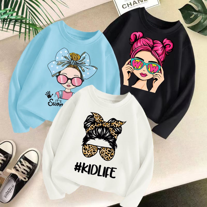Cross-border Girls' Long-sleeved T-shirt 2024 New Style Children's Spring and Autumn Loose Top Girls' Inner Wear Foreign Trade Children's Wear - Image 2