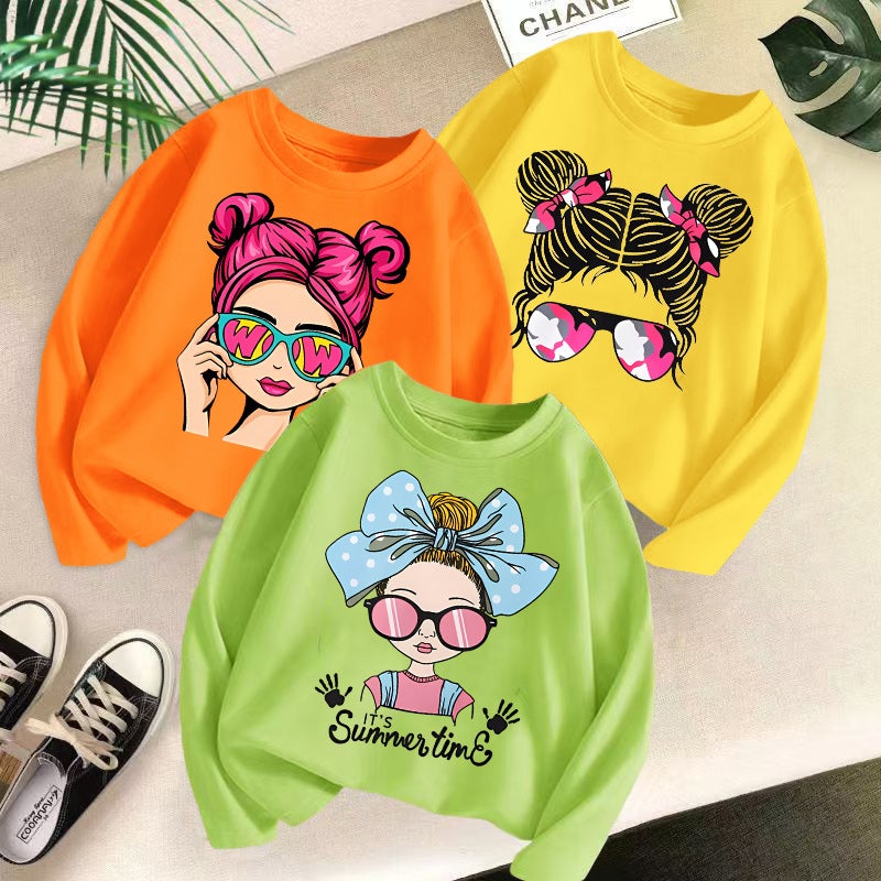 Cross-border Girls' Long-sleeved T-shirt 2024 New Style Children's Spring and Autumn Loose Top Girls' Inner Wear Foreign Trade Children's Wear - Image 5