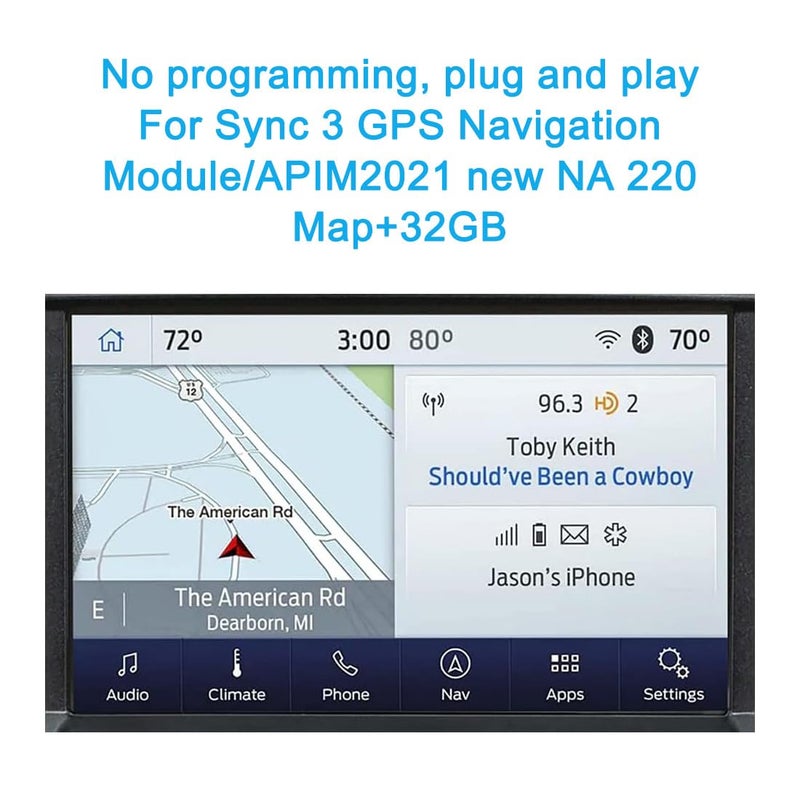 Generic Heffchi SYNC 3 APIM Module Navigation Upgrade Latest V3.4 System Version NA 222 Map GPS Navigation, Supports Apple CarPlay and Android Auto, Compatible 16-19 F150 - F450  - Image 2