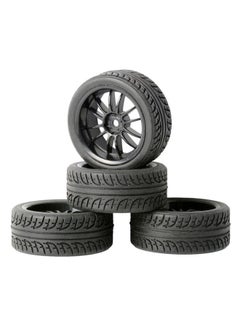 1/10 Level Running Racing Highway Street Running RV Wear-resistant Tire HSP Unlimited RC Remote Control Model Car Four Pack-Color:D21 + A Wheel Hub
