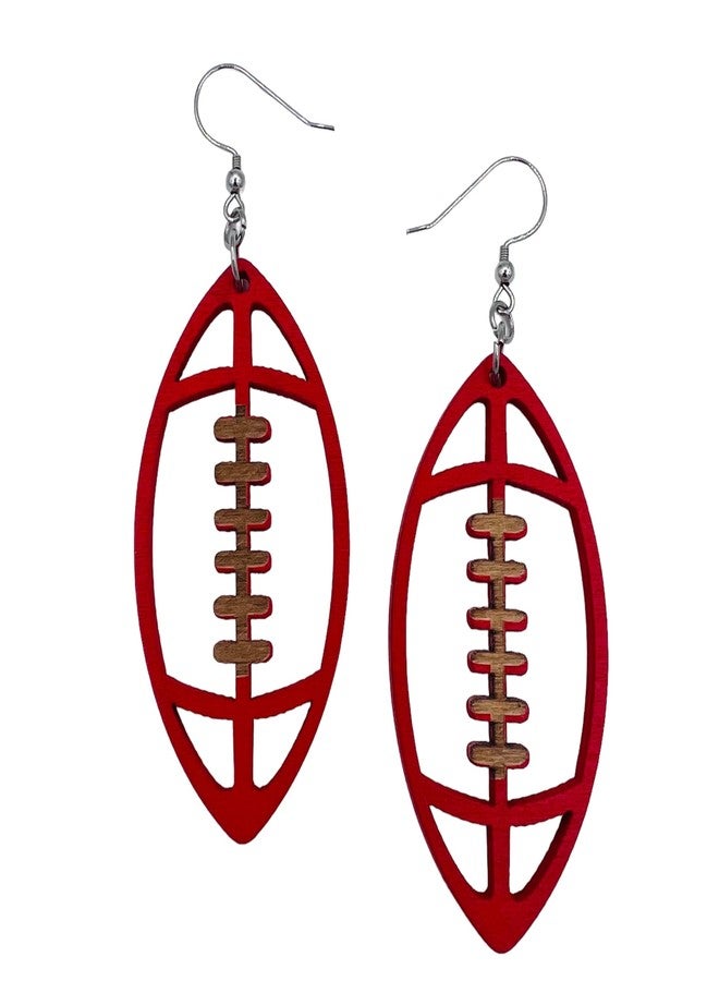 Mall of Style Red Football Earrings - Crimson Football Jewelry - Sports Fan Jewelry Mom (Crimson Red) - Image 1