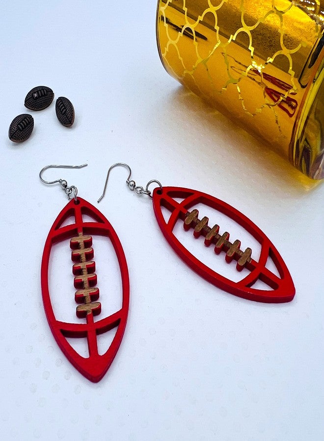Mall of Style Red Football Earrings - Crimson Football Jewelry - Sports Fan Jewelry Mom (Crimson Red) - Image 5