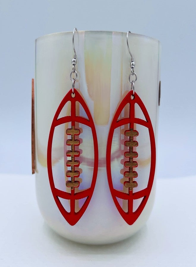 Mall of Style Red Football Earrings - Crimson Football Jewelry - Sports Fan Jewelry Mom (Crimson Red) - Image 4