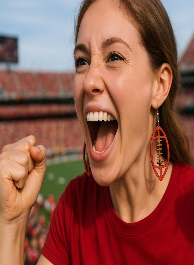 Mall of Style Red Football Earrings - Crimson Football Jewelry - Sports Fan Jewelry Mom (Crimson Red) - Image 2