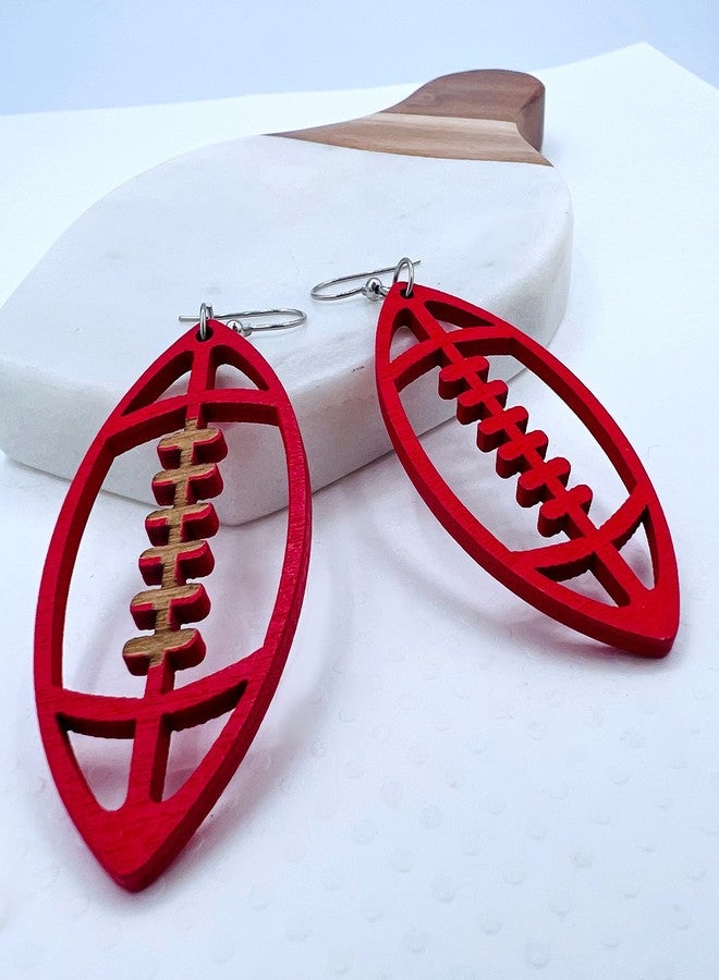 Mall of Style Red Football Earrings - Crimson Football Jewelry - Sports Fan Jewelry Mom (Crimson Red) - Image 3