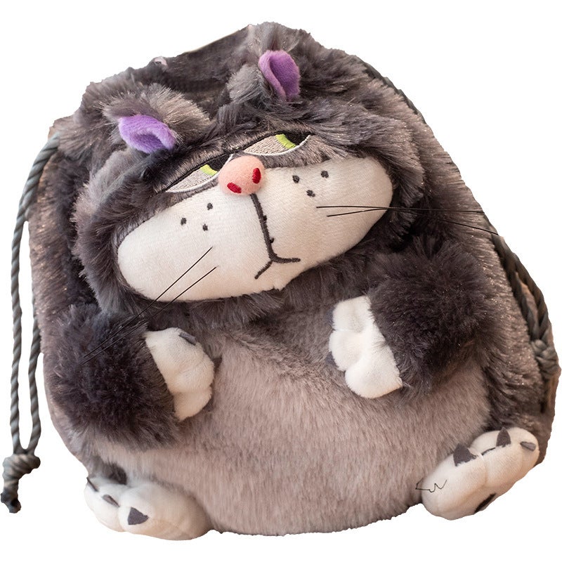Lucifer Cat Bundle Pocket Plush Toy Doll Bag Doll Drawstring Bag Sundry Storage Bag(Lucifer Crossbody Bag, About 20cm) - Image 5