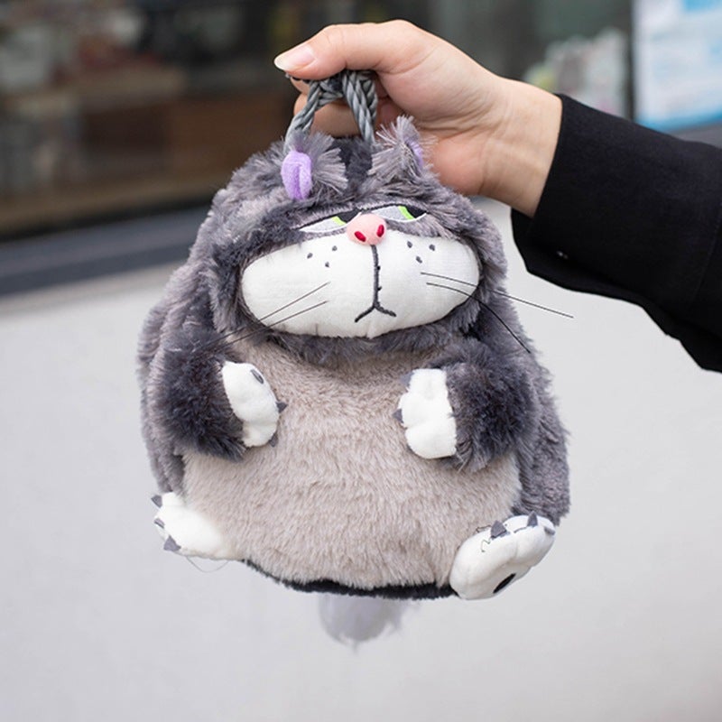 Lucifer Cat Bundle Pocket Plush Toy Doll Bag Doll Drawstring Bag Sundry Storage Bag(Lucifer Crossbody Bag, About 20cm) - Image 2