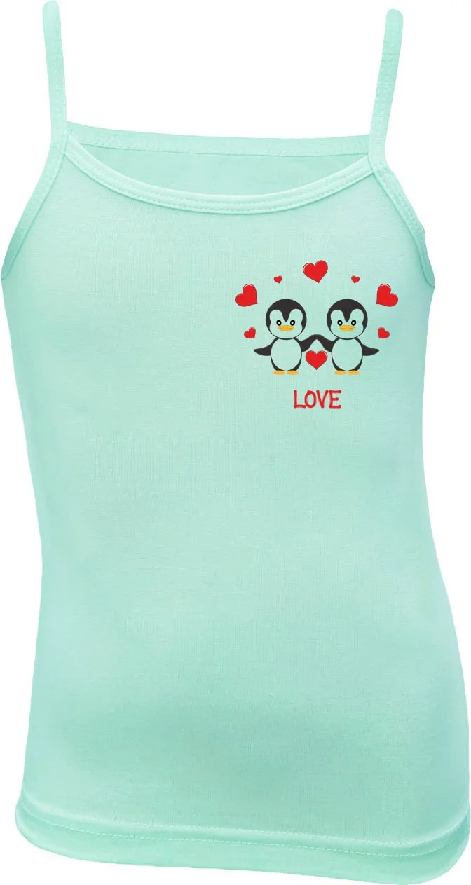 Onurel 5-Pack Penguin Printed Lycra Girls Colorful Rope Suspender Undershirt