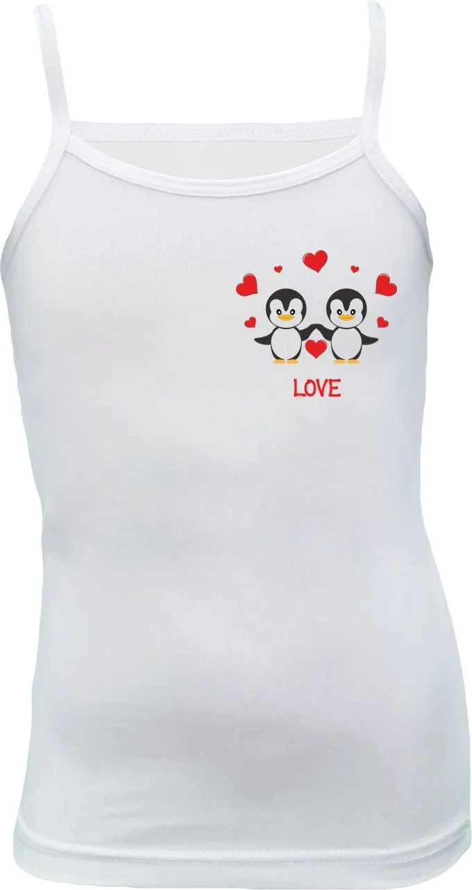 Onurel 5-Pack Penguin Printed Lycra Girls Colorful Rope Suspender Undershirt