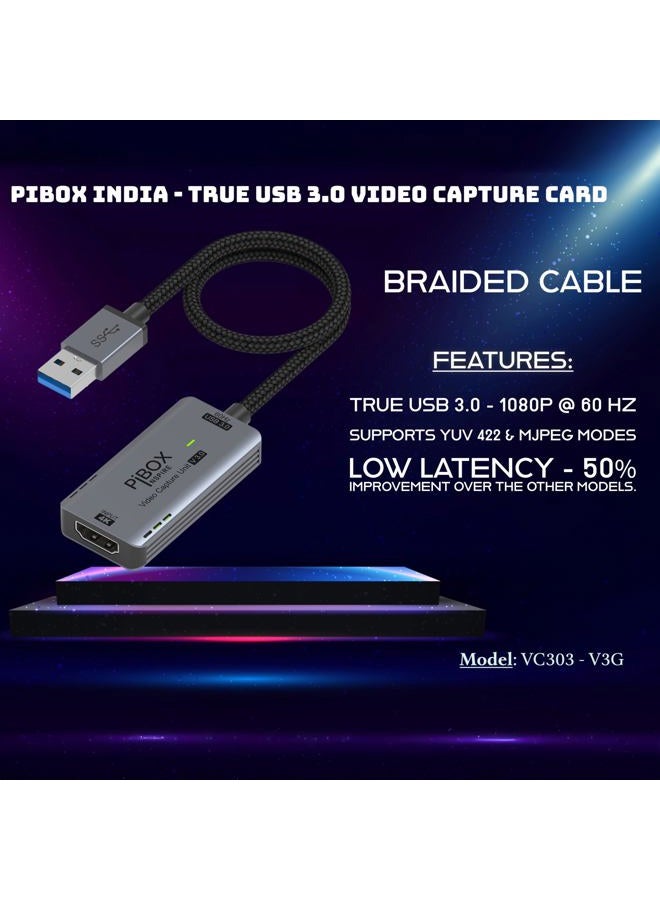 pibox India كابل بطاقة التقاط الفيديو المحسن GEN 3 60 FPS، 4K HDMI إلى USB 3.0 MJPEG YUV جهاز التقاط الألعاب من الألمنيوم ويندوز أندرويد ماك، بث فيديو مباشر HD 1080P 60fps، تعليم - 2024 - Image 5