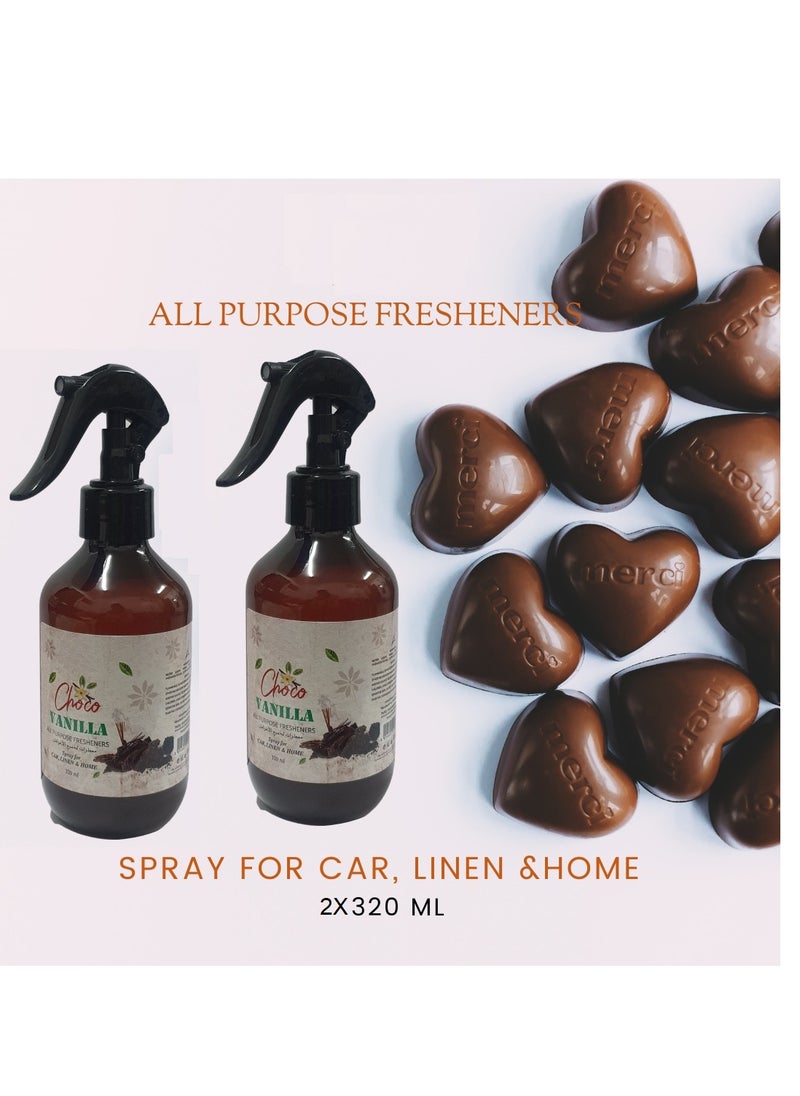 vsell24 - 320ml Chocolate and Vanilla Room Air Freshener - 2-Pack for Home, Office, Carpets, and Pillows - Odor Eliminator - Image 1