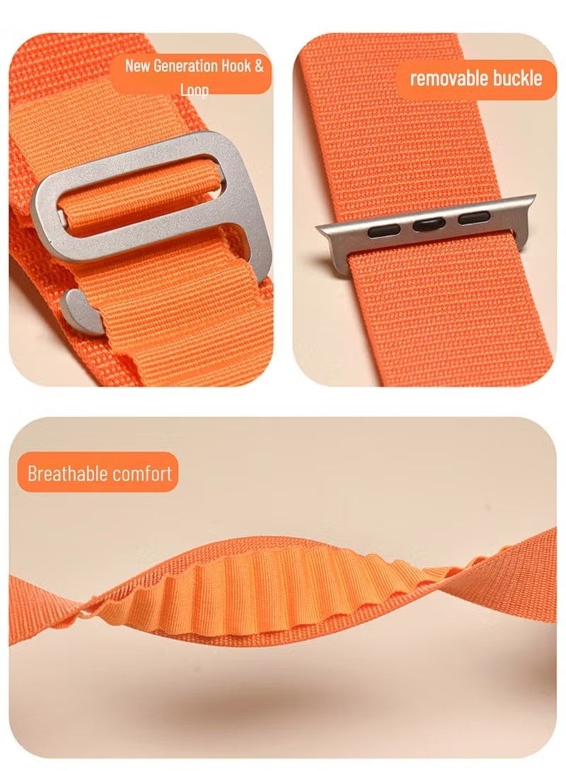 4-Pack Alpine Loop Nylon Band for Apple Watch 49/45/44mm, Compatible with Apple Watch Ultra/Ultra 2/Series 9/8/7/SE/6/5/4/3 (White/Green/Orange/Black) - Image 4