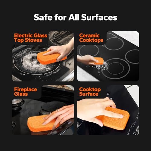 CleanCrown 3-in-1 Cooktop Cleaner Kit (8.8 Oz Cooktop Cleaner + Scrubbing Pad + Scraper), Stovetop Cleaner for Electric Top Stoves, Ceramic Cooktops & Fireplace Glass, Remove Burned on Food, Grease - Image 4