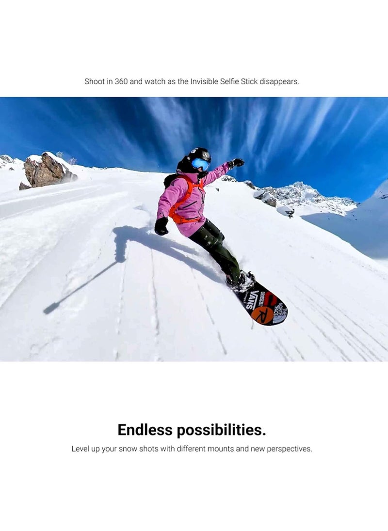 Insta360 Insta360 X4 Snow Bundle 8K Waterproof 360 Action Camera with 12 48MP Sensors 8K 360 HDR Video 72MP 360 Photo Includes New Snow Bundle Selfie Stick Lens Cap 256GB  - Image 4