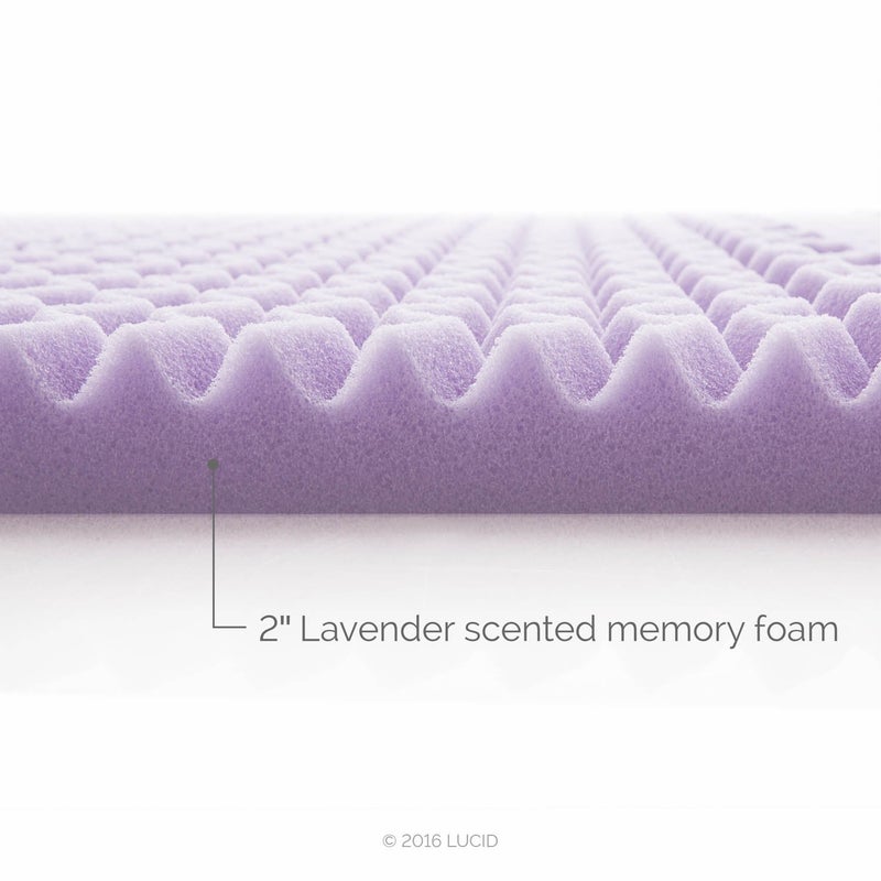 LUCID Lavender-Infused Mattress Topper - Memory Foam - 2 Inch - Full Size - Plush Feel - 5 Convoluted Zones - CertiPUR Certified - New Home Owner & Dorm Room Essentials - Image 2