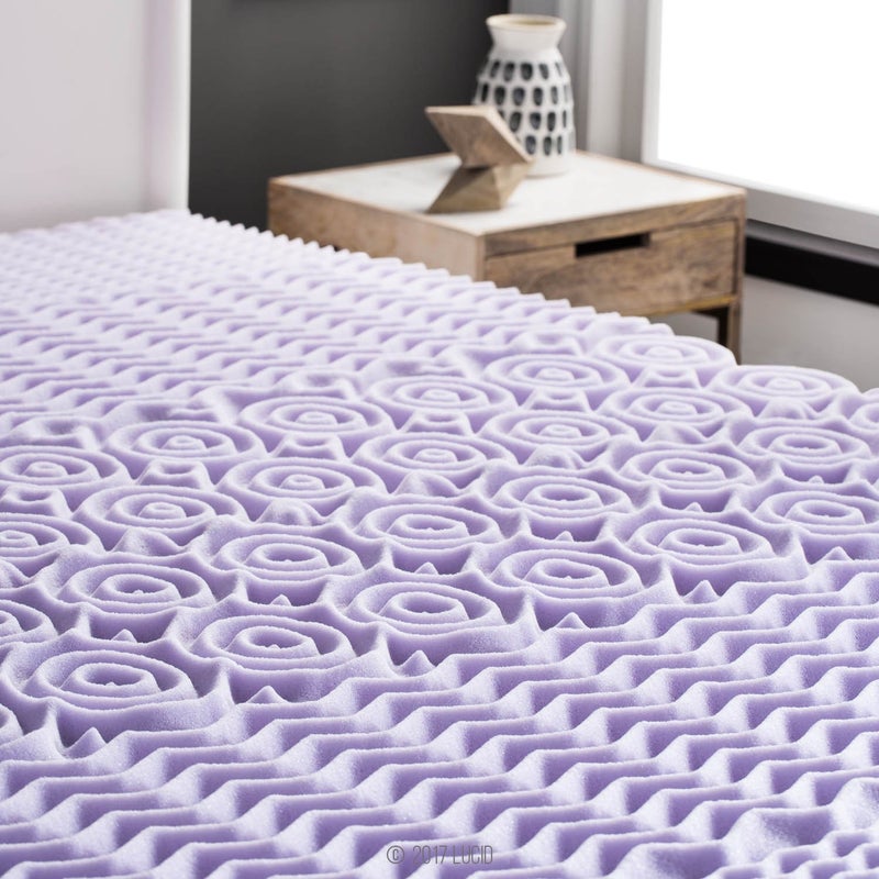 LUCID Lavender-Infused Mattress Topper - Memory Foam - 2 Inch - Full Size - Plush Feel - 5 Convoluted Zones - CertiPUR Certified - New Home Owner & Dorm Room Essentials - Image 5