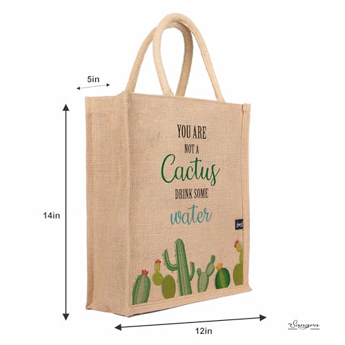 Sangra Eco-Friendly Printed Jute Hand Bag-Reusable Tiffin Shopping Grocery Multipurpose Hand Bag for Men and Women with Zipper (Pack of 2) - Image 5