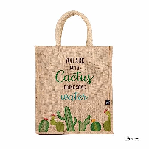 Sangra Eco-Friendly Printed Jute Hand Bag-Reusable Tiffin Shopping Grocery Multipurpose Hand Bag for Men and Women with Zipper (Pack of 2) - Image 2