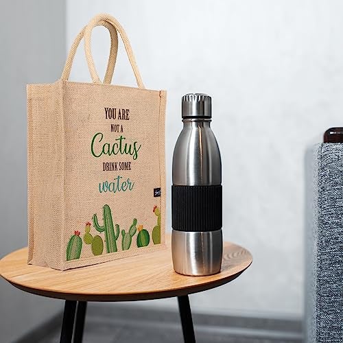 Sangra Eco-Friendly Printed Jute Hand Bag-Reusable Tiffin Shopping Grocery Multipurpose Hand Bag for Men and Women with Zipper (Pack of 2) - Image 4