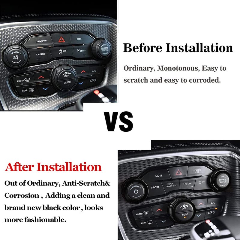 Auprite Climate Control Knob Covers for Challenger Accessories 2015-2023 2024, for Dodge Charger 2015-2023 2024, for Dodge Chrysler 300/300s 2015-2024,3Pcs Kit (Black) - Image 4