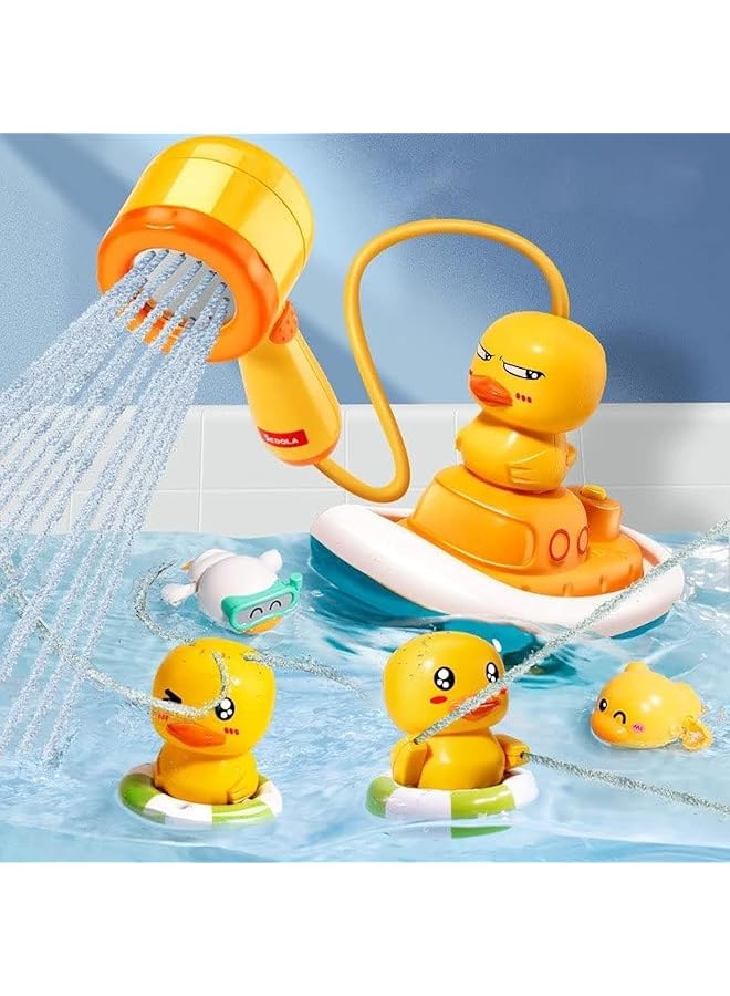 إيروريكس ألعاب حمام للأطفال الصغار على شكل بطة، 1-3 ألعاب حمام للأطفال الصغار مع 3 بطات رش مختلفة وبطة واحدة - Image 1