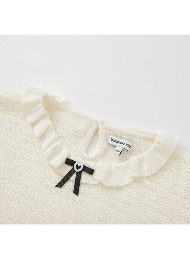Balabala Kids' Sweater For Girls, Big Girls' Sweet Summer Short-sleeve Knit Top, Pure Cotton Comfortable And Stylish - Image 4