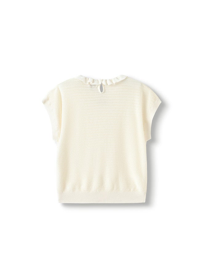 Balabala Kids' Sweater For Girls, Big Girls' Sweet Summer Short-sleeve Knit Top, Pure Cotton Comfortable And Stylish - Image 3